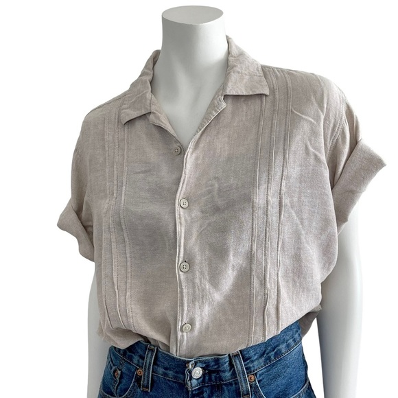 Tops - LINEN Washable Spring Summer Short Sleeve Shirt Top